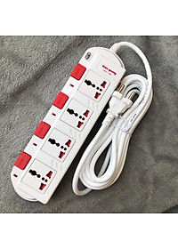 Ổ cắm điện Điện Quang cao cấp 4 lỗ 3 chấu - 4 công tắc riêng - dây dài 2m/5m ĐQ ESK SM740SL Chịu tải cao 2500W