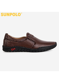 Giày Mọi Nam Da Bò SUNPOLO SU5055 Đế may khâu bền bỉ (Đen)