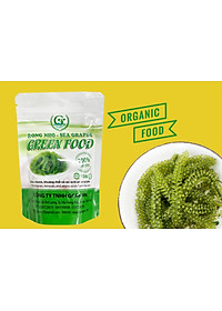 Rong nho biển GREEN FOOD - Sea grapes - Giàu vitamin, khoáng chất và các axit amin - Combo 2 túi zipper 100G tặng kèm nước chấm mè rang 180ml