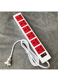 Ổ Cắm 6 Lỗ 3 Chấu Dây 5 Mét Điện Quang ĐQ ESK 5WR 63ECO - Trắng Đỏ