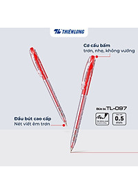 Combo 5/10/20 Bút bi Thiên Long TL-097 ngòi 0.5mm mực xanh đỏ đen nét viết thanh mảnh thiết kế trẻ trung năng động