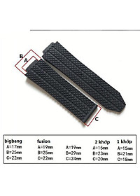 Dây Đồng Hồ HUBLOT Lót Da Vân Đen Thơm Mùi Vani Case 38 Size Dây 15 - 21 - 18