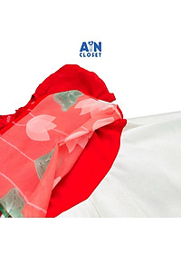 Bộ áo dài váy bé gái họa tiết Hoa sen trắng lụa đỏ - AICDBG0ACRZ7 - AIN Closet
