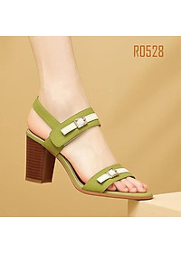 Giày sandal nữ cao gót đế cao 7 phân hàng hiệu rosata hai màu đen xanh thời trang cao cấp ro528