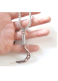 Dây chuyền nam cá tính, mặt hợp kim không gỉ si mạ, dây titan cao cấp rộng 3-4mm, dài 50cm