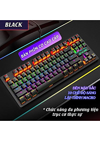 Bàn phím cơ máy tính - Bàn phím cơ gaming Crack K2 PRO, LED RGB 10 chế độ nháy khác nhau dành cho máy tính, laptop