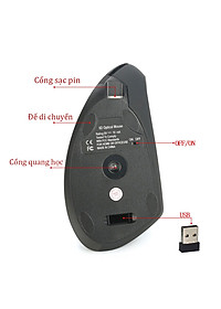 Chuột không dây kiểu đứng sạc pin HXSJ T22 wireless USB 2.4GHz chống mỏi tay chuyên dùng cho pc laptop macbook ipad tivi - Hàng chính hãng