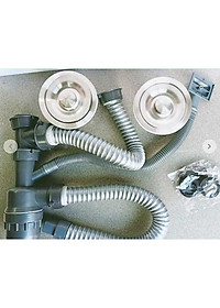 XI PHÔNG,BỘ XẢ CHẬU RỬA CHÉN 2 HỘC INOX 304 PHI 140mm