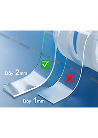 Băng Dính 2 Mặt Đa Năng Keo Trong Suốt Dày 2mm Băng Dính Nano Dán Tường Siêu Dính