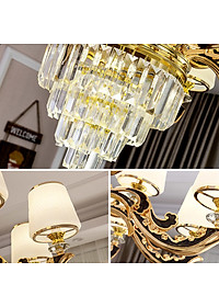 Đèn chùm HINN pha lê 12 tay trang trí nhà cửa hiện đại  - kèm bóng Led chuyên dụng