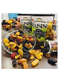 Nho khô Sunview Raisins Mỹ không hạt 3 màu Giàu Vitamin khoáng chất, Món ăn vặt tốt cho tim mạch (425g/hộp) - Massel Official