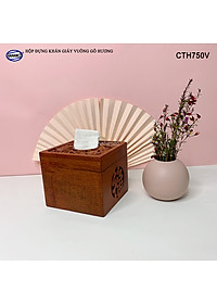 Hộp Đựng Khăn Giấy Vuông Bằng Gỗ Hương Điêu Khắc Tinh Xảo Sang Trọng - CTH750V