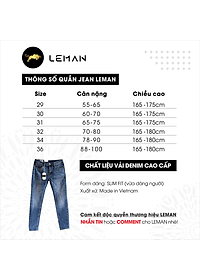 Quần Jean nam Leman xanh trơn JD02 - Slim Form
