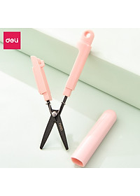 Kéo mini tiện lợi 105mm Deli - Có khóa an toàn - Xanh/ Hồng - 77761