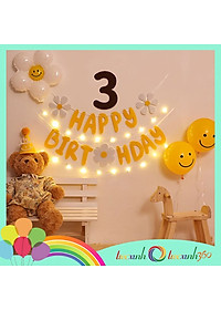 Dây chữ Happy Birthday hoa cúc vải nỉ trang trí sinh nhật