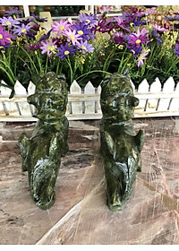 Cặp Tỳ Hưu phong thủy đá ngọc Ấn Độ - Dài 17 cm