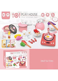 Bộ nấu ăn nhà bếp 36 chi tiết màu hồng xinh xắn đáng yêu sử dụng pin