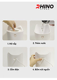Máy phun sương tạo ẩm cỡ lớn Rhino H802 3000ml, 2 lõi phun, tích hợp đèn 7 màu, dung tích lớn cho không gian rộng - Hàng chính hãng