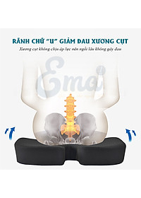 Đệm ngồi ghế văn phòng chống đau xương cụt, ê mông, thâm mông, xệ mông cho dân văn phòng, lái xe, học sinh - Thương hiệu EMA - Loại cao cấp có gel tản nhiệt