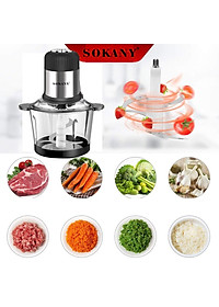 Máy xay thịt đa năng SOKANY SK-7025A cối xay thủy tinh 2L, lưỡi dao thép không gỉ sắc bén, xay nhuyễn mọi thực phẩm - HÀNG CHÍNH HÃNG - DELIYA