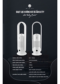 Máy Lọc Không Khí Bù Ẩm ULTTY SKJ-CR022 Dạng Quạt, Diệt Khuẩn Bằng Tia UV, Chế Độ Làm Mát 9 Cấp, Bộ Lọc HEPA H13 Loại Bỏ 99,97% Bụi Mịn, Vi Khuẩn, Virut, Bù Ẩm 3 Cấp - Hàng Chính Hãng