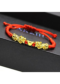 Vòng tay chỉ đỏ Tì Hưu Mạ vàng 18K kèm theo Túi Nhung