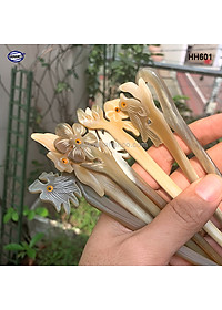 Trâm cài tóc bằng sừng hàng VJP (HH603) Được đục khắc tinh tế, đủ hình dáng độc đáo