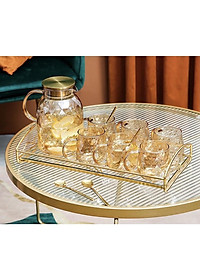 BÌNH ĐỰNG NƯỚC THỦY TINH CAO CẤP CHỊU NHIỆT LÊN TỚI 400 ĐỘ C MÀU VÀNG VÂN KARO CHÉO