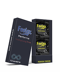 Bao cao su Feelex Performa Premium siêu mỏng, kéo dài thời gian quan hệ, hộp 10bcs