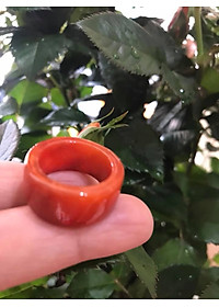 CHIẾC NHẪN VUÔNG ỐNG ĐỎ ĐẬM ĐẸP ĐÁ CẨM THẠCH MAY MẮN SIZE 17MM BẢN CAO 9,5MM  AC  MẠNG HỎA VÀ THỔ 