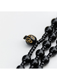Vòng chuỗi hạt đeo tay phong thủy đá Obsidian phát lộc dành cho nam nữ