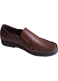 Giày mọi nam Trường Hải không dây màu nâu da bò thật cao cấp mềm mại đế cao su không trơn GM0498