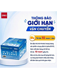 500 Tờ Giấy A4 Deli Giấy In Photo Cao Cấp Chính Hãng Loại Dày - Giấy Vẽ Chống Lóa Mỏi Mắt  