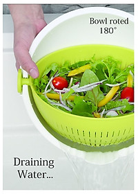 Bộ thau rổ nhựa xoay 2 lớp làm ráo nước - Hàng nội địa Nhật Bản 