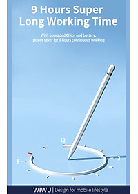 Bút cảm ứng Wiwu Pencil L Dành cho Ipad làm bằng hợp kim nhôm, thiết kế từ tính bảo vệ bút khỏi bị lăn và rơi - Hàng chính hãng