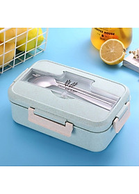 Hộp Cơm Văn Phòng Giữ Nhiệt Tiện Ích Hiện Đại 3 Ngăn Kèm Bộ Đũa Thìa INOX – Chất Liệu Lúa Mạch An Toàn Cho Sức Khỏe – Hàng Chính Hãng MINIIN