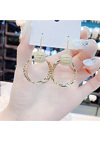 Bông tai xinh sang trọng hình cầu đá  phụ kiện xinh - không dị ứng
