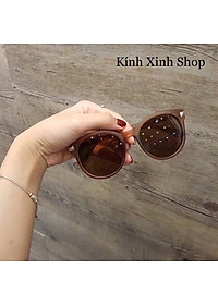 Kính râm Nữ Mắt Tròn Nâu Đi Ngày và Đêm Thời Trang Hàn Quốc Kèm Đầy Đủ Phụ Kiện