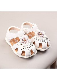 Dép - Sandal tập đi cho bé gái 6 - 18 tháng gắn hoa xinh xắn SG17