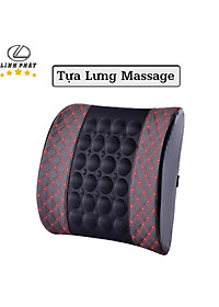 Đệm Tựa Lưng Massage bọc da trên xe oto- Màu Đen Chỉ Đỏ