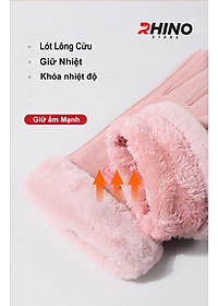Găng tay nữ da lộn lót lông giữ ấm, chống gió Rhino G902 cảm ứng điện thoại, đi xe máy freesize