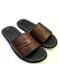 Dép Quai Ngang Nam Da Bò Thật 100%,DONAVY Kiểu Đầu Cá Sấu Đi Rất Nhẹ Và Êm DCSDN