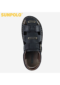 Giày Sandal Nam Da Bò Cao Cấp SUNPOLO SUSDA19D - Đen