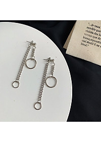 Bông tai khuyên tai 1 đôi xích tròn so le lạ mắt