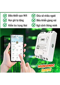 Công Tắc Thông Minh Wifi Hunonic Datic 1 Kênh 500W/220V Điều Khiển Thiết Bị Từ Xa Qua Điện Thoại, Hẹn Giờ Tự Động.