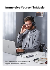 Ugreen UG15601CM498TK USB type C sang 1 x HDMI 4K30hz + 1 x VGA xuất cùng lúc + 1 x RJ45 1Gbps + TF + SD + 3 x USB 3.0 + 1 x 3.5mm NO MIC + 1 x USB-C PD 100W Bộ chuyển 10in1 - HÀNG CHÍNH HÃNG