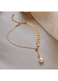 Combo lắc tay chiếc lá, Phong cách Hàn Quốc, hợp kim mạ vàng 18K, Khóa càng cua tiện dụng, thiết kế đơn giản, kèm hộp đựng Hoa Hồng, mẫu CrownX.436B.1