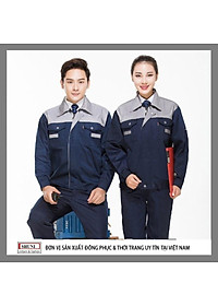 Áo bảo hộ lao động nam nữ khóa kéo SHUNI -012A vải kaki liên doanh loại dày
