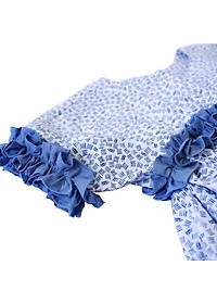 Váy đầm bé gái xanh nhí nhún viền tay KIKA - Từ 11kg-45kg - K141