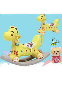 NGỰA BẬP BÊNH có BÁNH XE cho bé - có bộ phát nhạc - Màu ngẫu nhiên